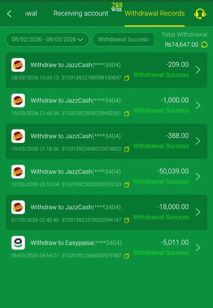 Withdraw Money on 288win Game